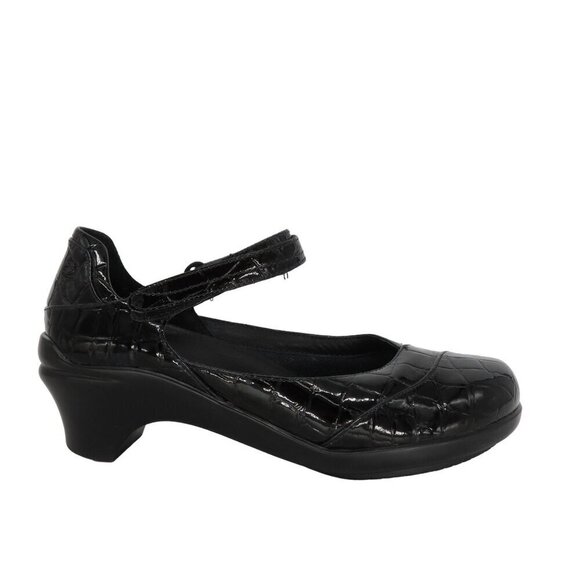 ARAVON Women's Black Patent Croc Embossed Mary Jane 'Maya' Comfort Shoes 6.5 D - Picture 2 of 12